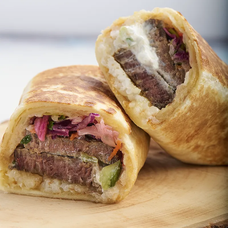 Toasted brisket burrito.